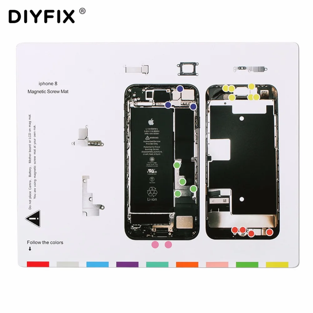 DIYFIX 10 шт. Магнитный винтовой коврик для iPhone 7 8 Рабочий 5 5S 6 6s Plus Набор инструментов