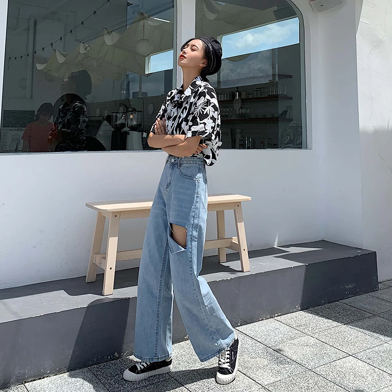 GUUZYUVIZ Wide Leg Jeans Woman High Waist Denim Pants Ladies Trousers Vintage Loose Casual Bell Bottom Jeans Vaqueros Mujer