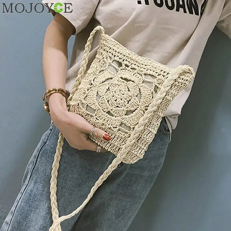 Bohemian Woven Hollow Out Beach Bag Women Crochet Fringed Straw Clutch Handmade Day Clutches Knitting Weave Boho Summer Bag