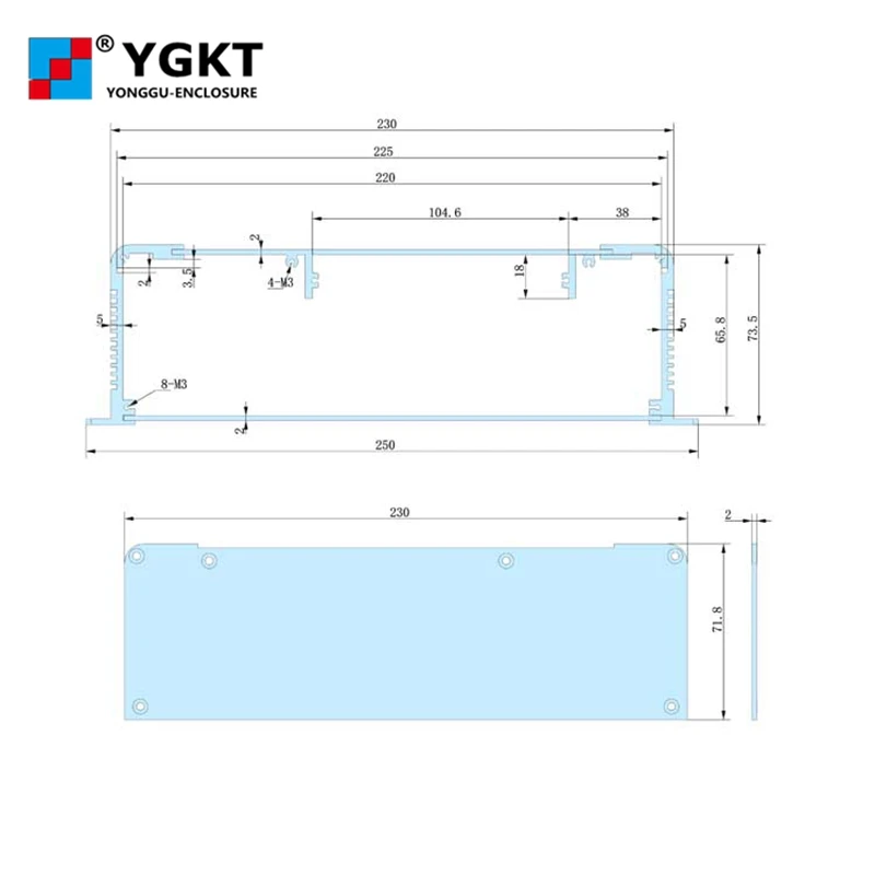 250 73 5 мм (W H L)oem pcb экструдированный алюминиевый корпус/инверторный контроллер