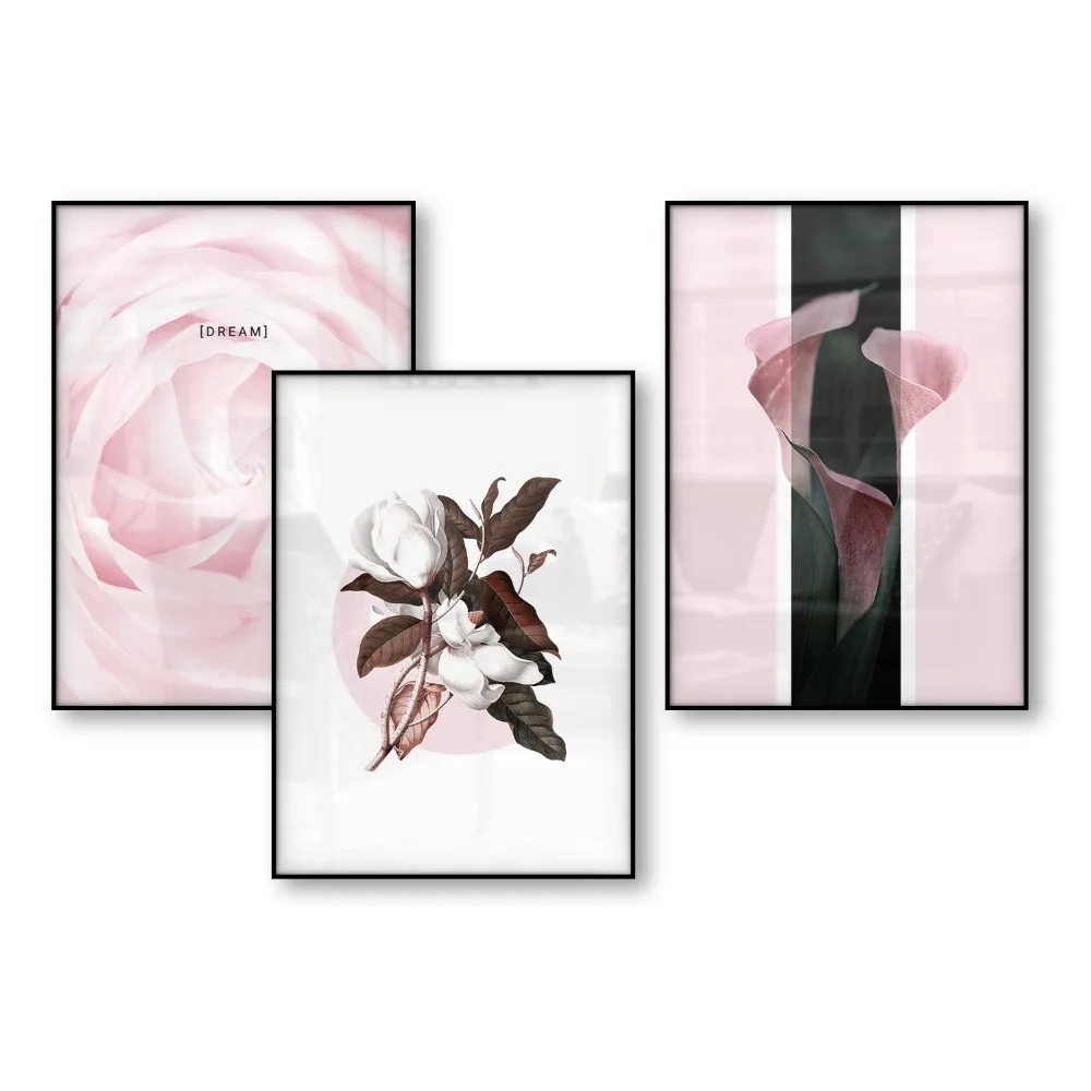 Плакат Магнолия розовый цветок мечта растение плакаты и принты скандинавский