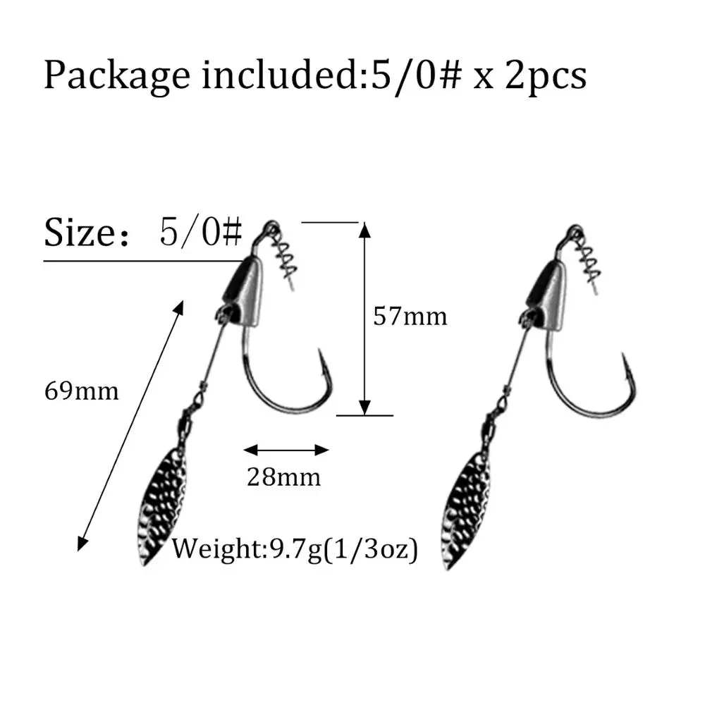 2pcs size 5-0 2 шт./4 шт. плавающие лопасти джиг голова Крюк#3/0#4/0#5/0 свинцовая головка рыболовные плавающие крючки Спиннер Утяжеленные плавающие приманки Крючки - Цвет: 2pcs size 5-0