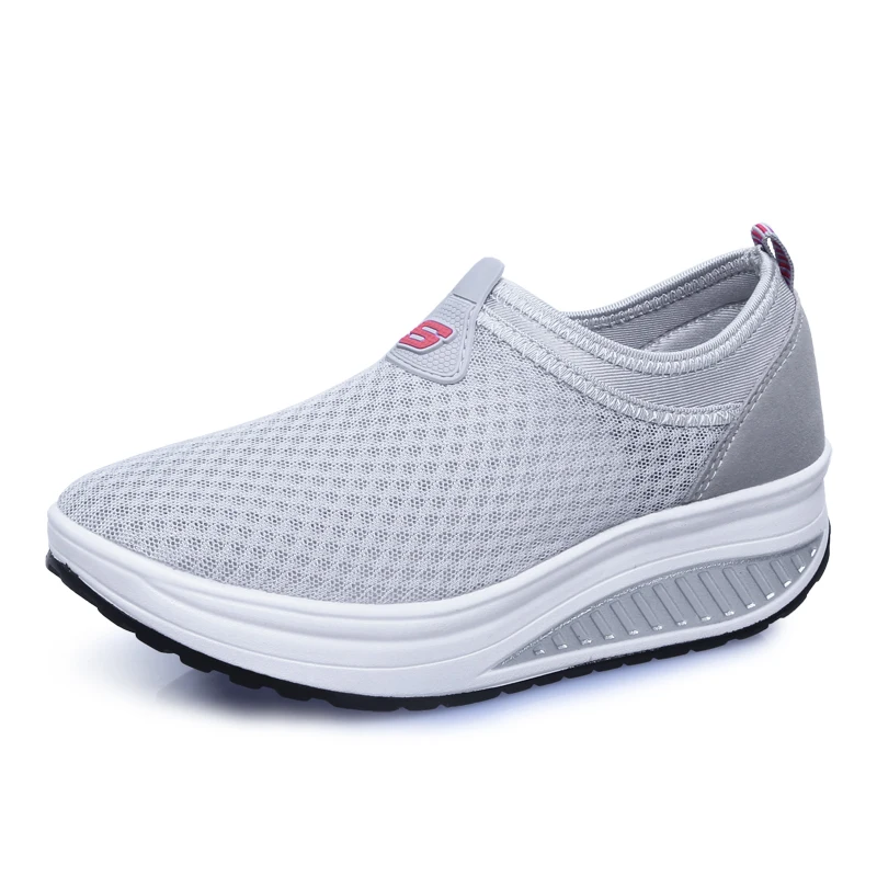 

New Casual Shoes Woman Low Top Height Increasing Slimming Swing Shoes Summer Breathable air Mesh Platform Walking Shoes 2019