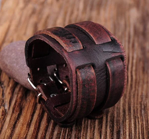 Мужской винтажный Чехол G361 темно-коричневый двойной кожаный браслет наручная