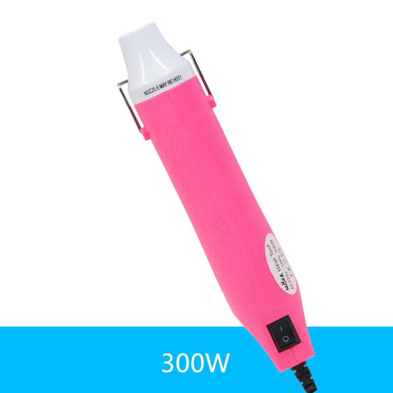 300W Pink 220V DIY с помощью Тепловая пушка электрическая Мощность инструмент горячего воздуха 150/300W Температура пистолет с поддерживающим сиденьем термоусадочный Пластик Тепловая пушка - Цвет: 300W Pink