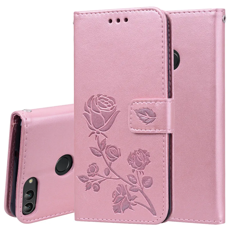 Pink Huawei P Smart Case Soft Silicon TPU Wallet Flip Leather Phone Case For Huawei P Smart Cover FIG-LX1 Enjoy 7S Case - Цвет: Pink