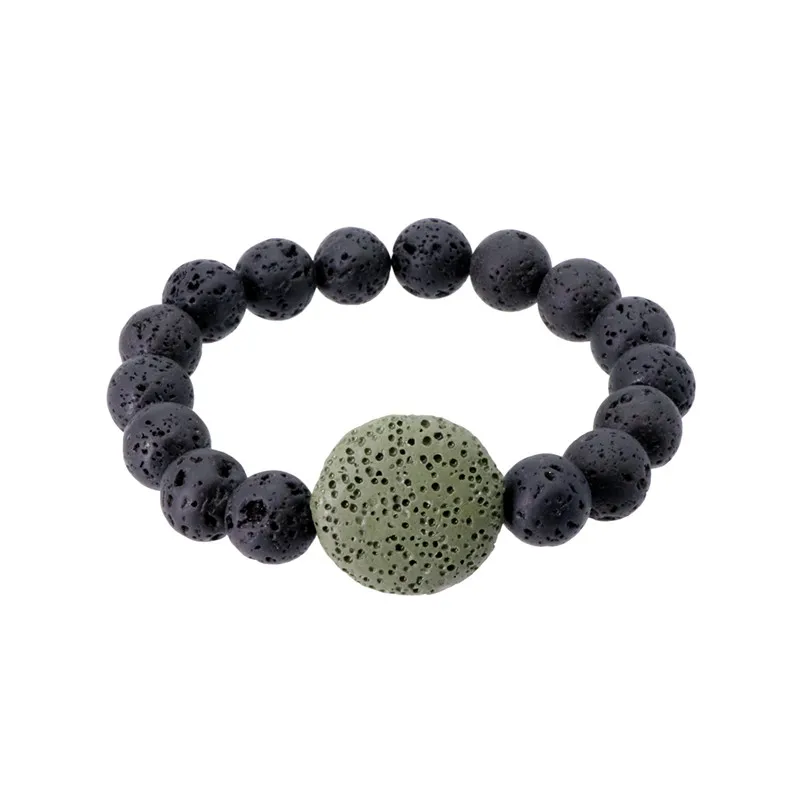 dark green Круглый браслет из вулканических камней диффузор эфирного масла лава-рок регулируемый браслет из бисера для мужчин и женщин браслет-нитка с шармом - Окраска металла: dark green