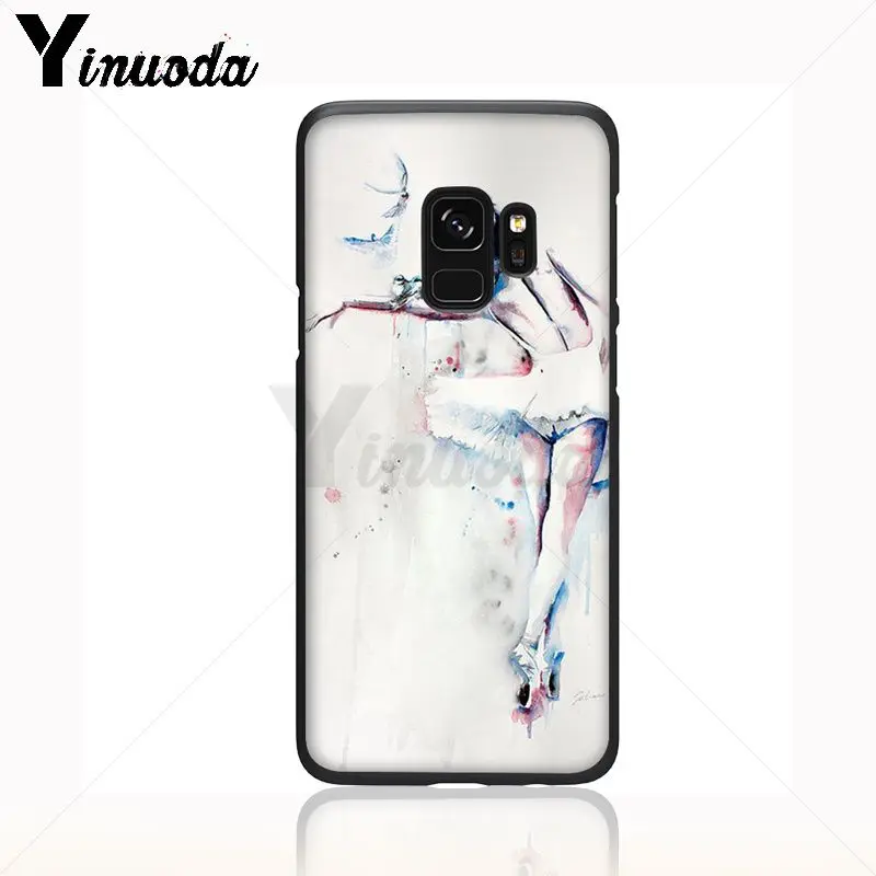 Yinuoda watercolor painting ballet girls Soft Silicone Black Phone Case For Samsung Galaxy s9 s8plus note8 note9 s7 Mobile Cases | Мобильные