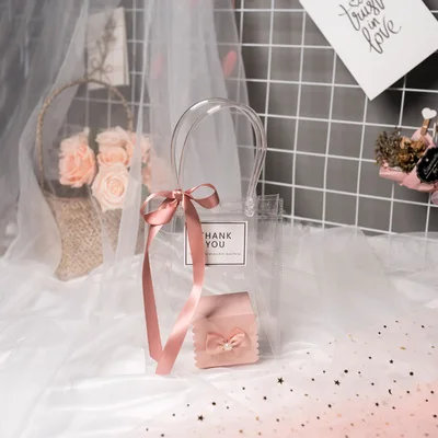 S Bags and Candy Box ПВХ Ясный Прозрачный сумка для подарка покупки желе рождественское благодарение Органайзер сумки подарочная упаковка с ручками коробки - Цвет: S Bags and Candy Box