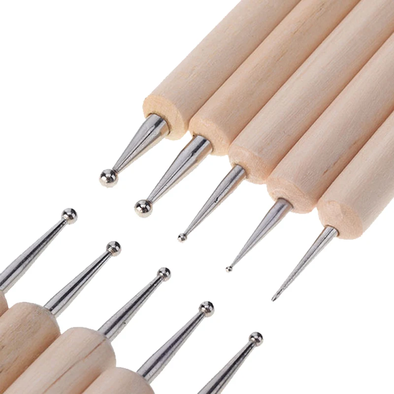 5 шт. деревянные акриловые точечные ручки для дизайна ногтей|dotting pen nail|dotting penpen nail |