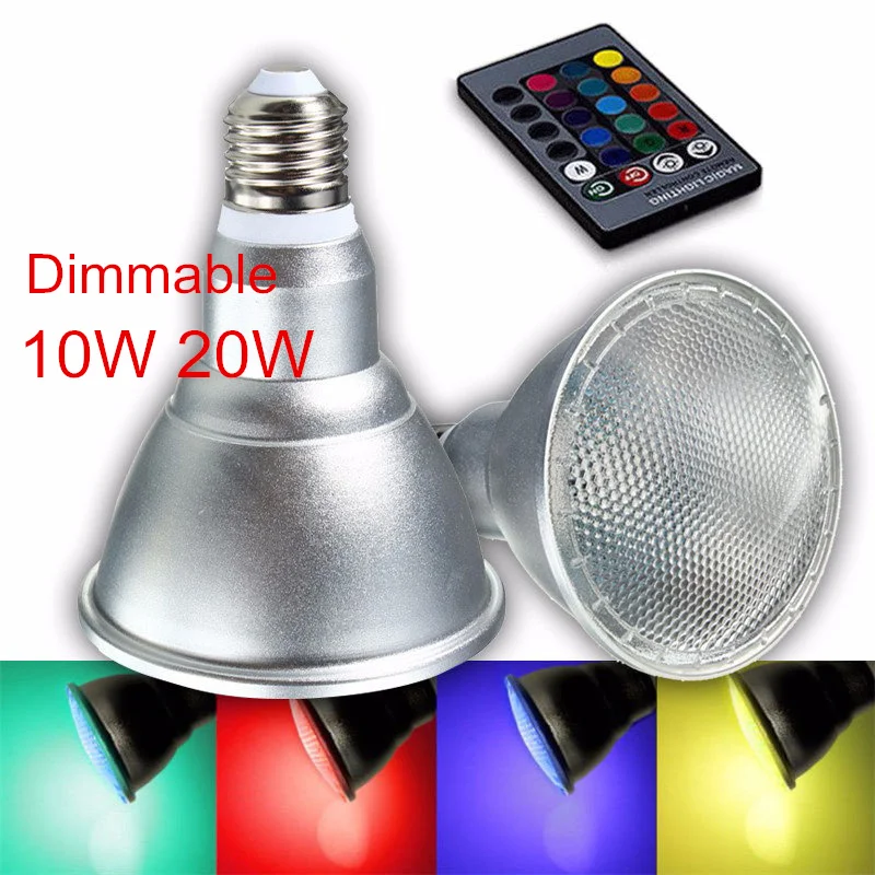 8 шт затемнения 20 Вт PAR30 PAR38 E27 RGB светодиодный светильник Цвет Изменение лампа