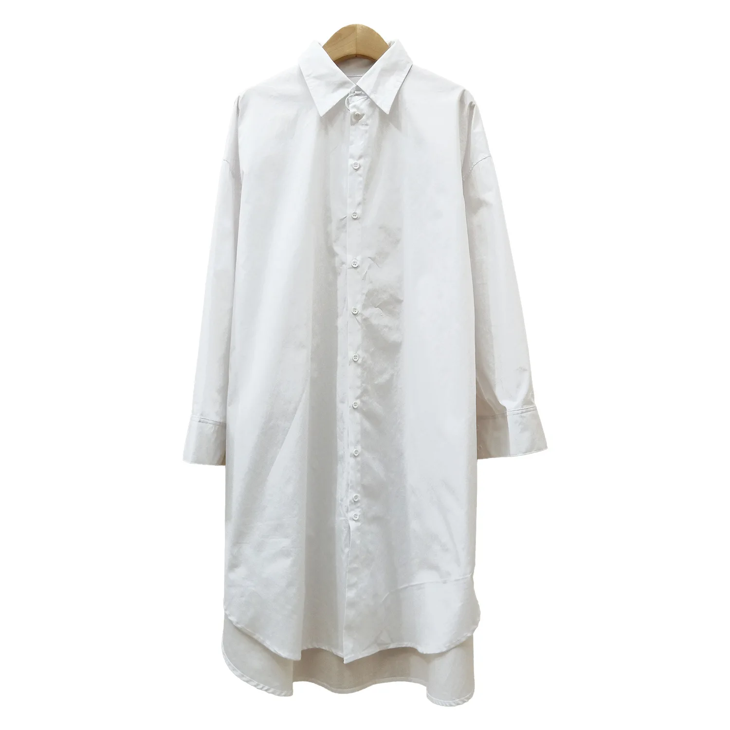 Женское Хлопковое платье-рубашка VM белое однобортное длинное платье большого