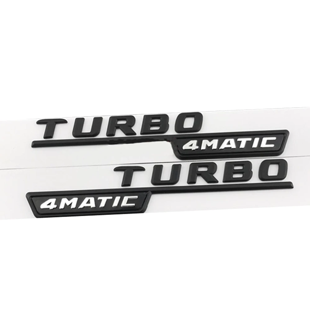 

2pcs/lot BITURBO TURBO 4MATIC Emblem Badge Letters Car Front Fender Stickers For Mercedes Benz AMG 4 Matic