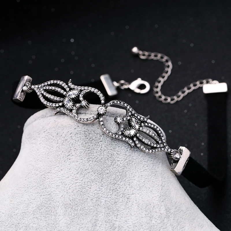 2 шт./компл. колье-чокер с черным цветком и кристаллами готическое винтажное