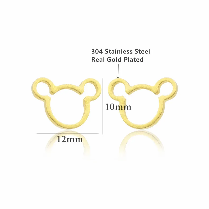 Cartoon Schmuck Miki Mouse Pendant Necklace Stud Earrings For Women Turkish Jewelry Set Stainless Steel Gold Color Brincos | Украшения и