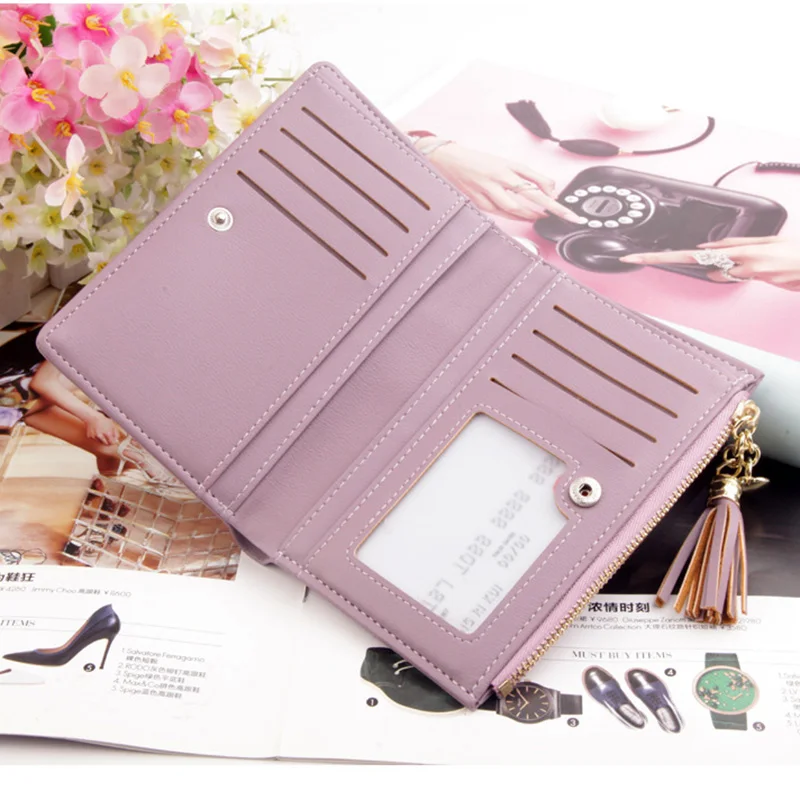 Женский кошелек с кисточками из искусственной кожи несколькими отделениями для