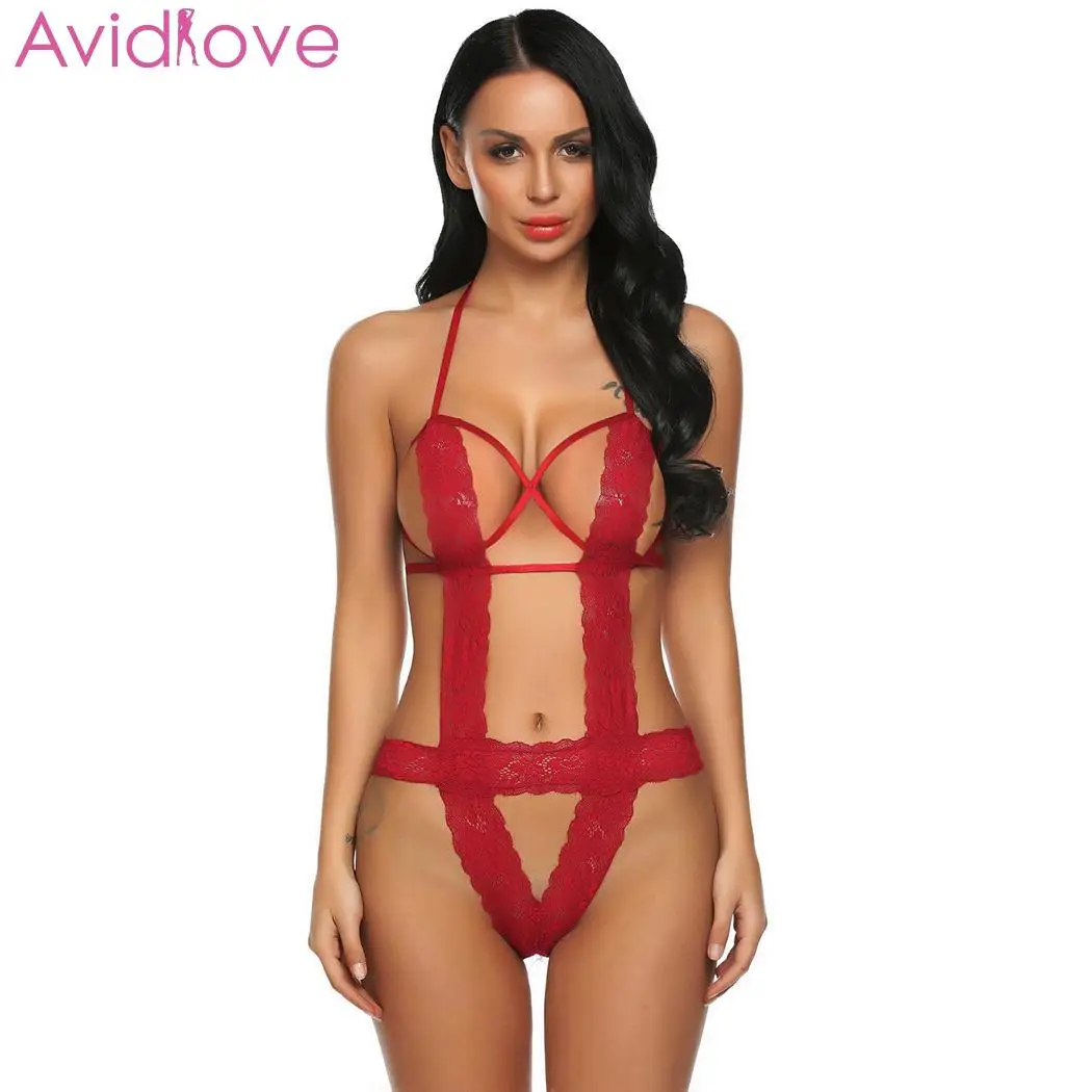 Avidlove Женская сорочка боди сексуальные костюмы пижамы кружева пэчворк