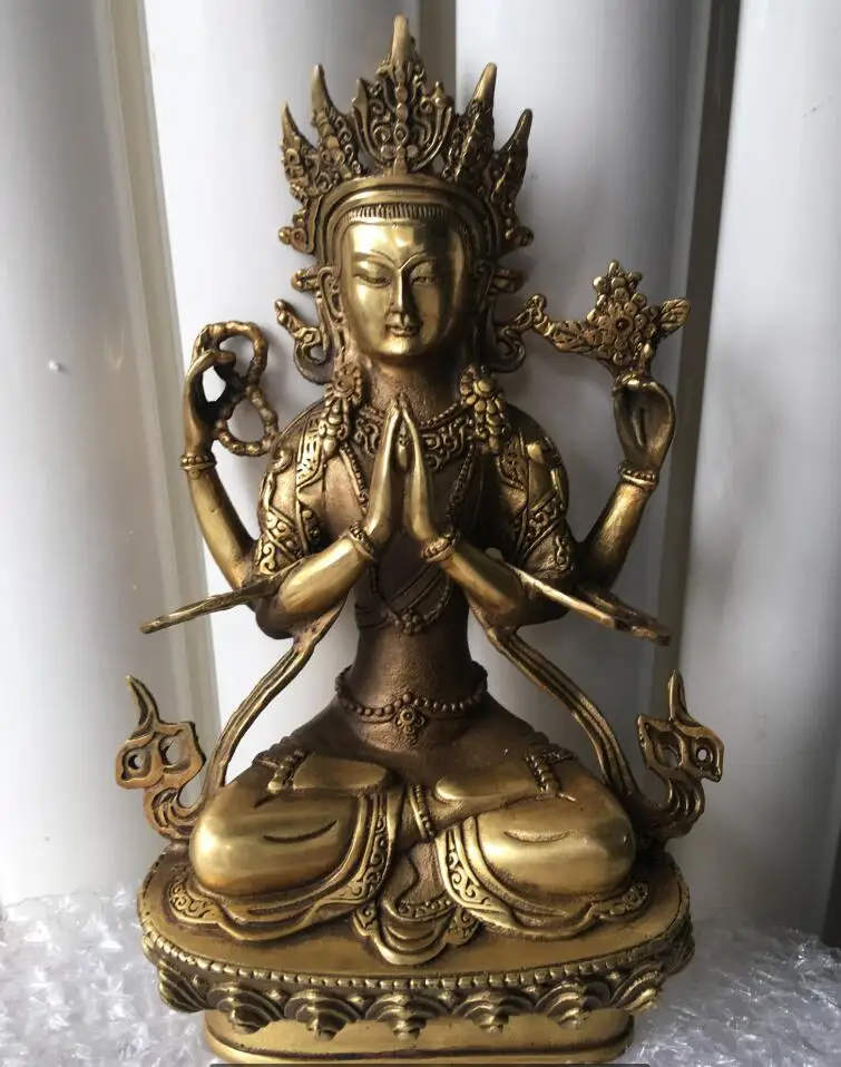 Бесплатная доставка из Непала Тибета статуя CHENREZI бронзовая скульптура 8&quot | Дом и