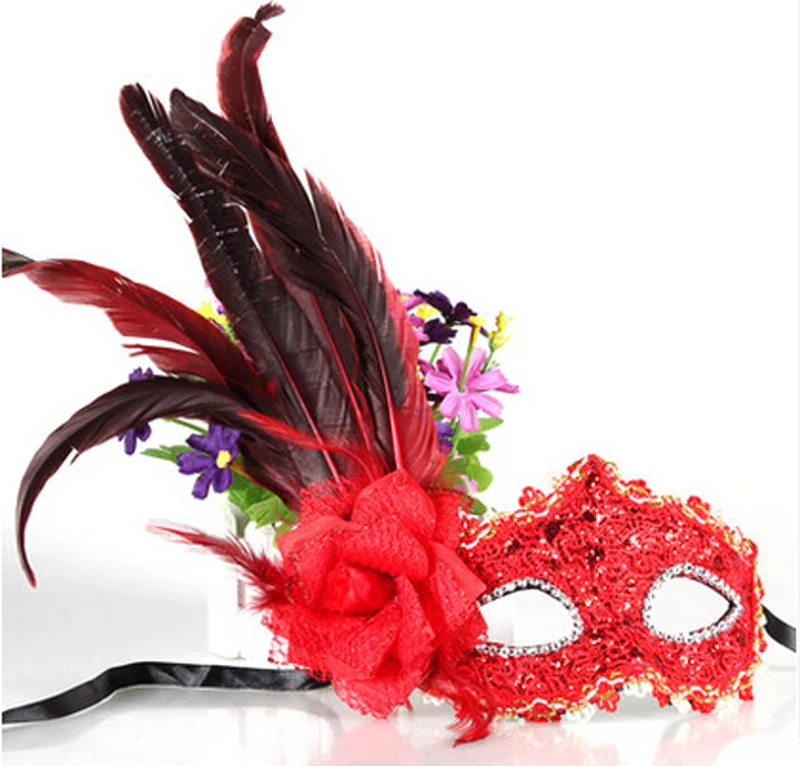 Женские кожаные туфли лодочки на шлейфа Цветочная маска вечерние Бал маскарад