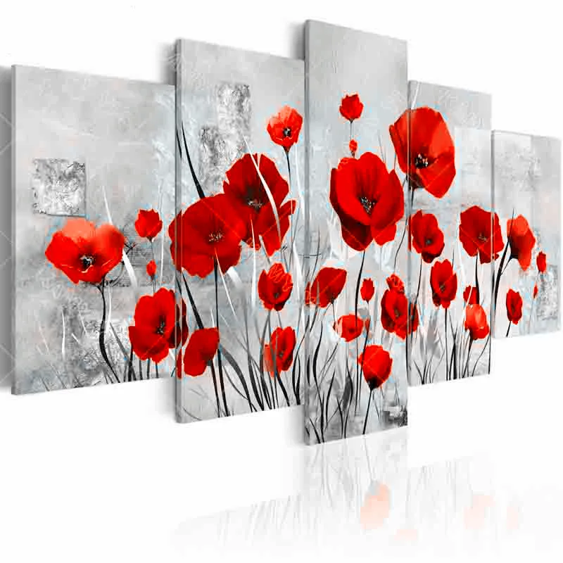 Многокартинная полная квадратная дрель Алмазная вышивка Poppy Flowers 5D DIY картина
