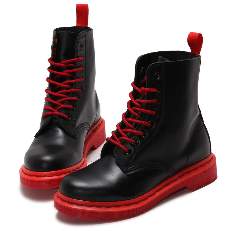 

Fashion Genuine Leather Lace-Up Ankle Martin Boots Women Unisex Casual Handmade Autumn Winter Motorcycle Footwear Shoes Female