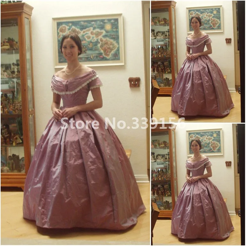 19 в Винтаж костюмы 1860S Викторианский Гражданская война Southern Belle бальное платье