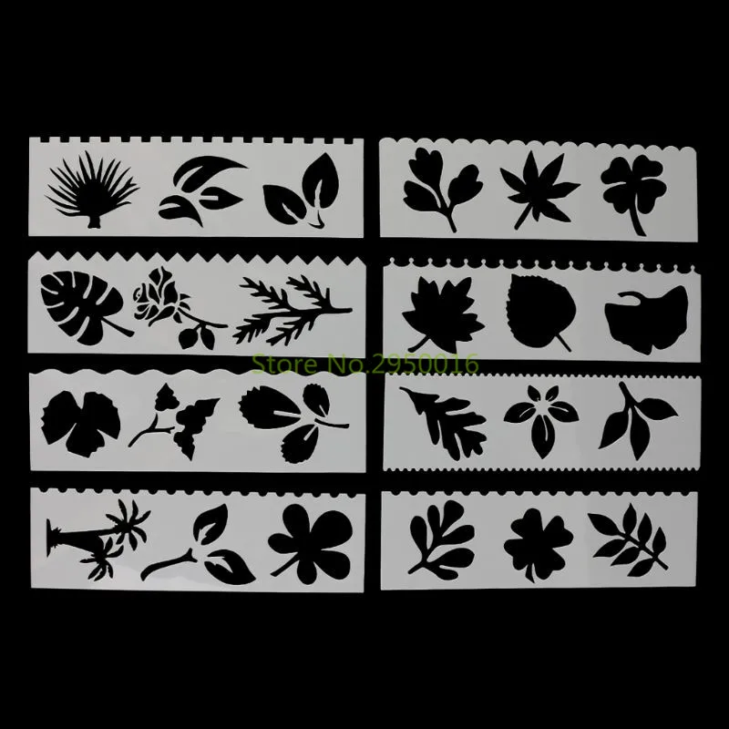 Leaves 8 шт./компл. дети Пластик рисунок шаблонные линейки Трафареты DIY живопись "сделай сам" для изготовления школьные канцелярские поставка инструменты Ремесло 8 типов C26 - Цвет: Leaves