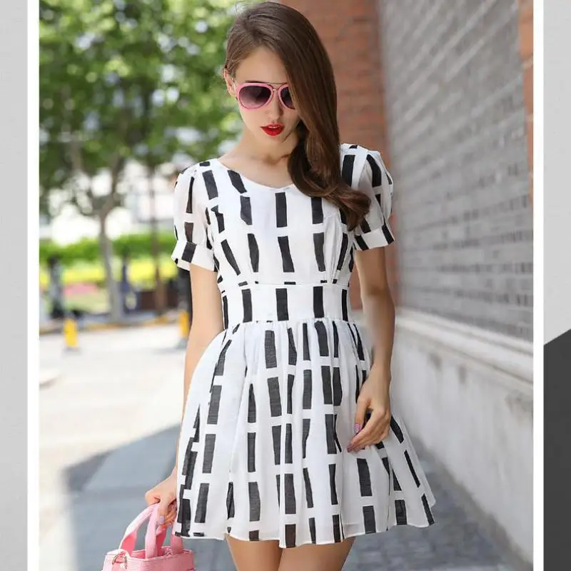 2016 мода Vestidos Curtos свободного покроя женщины летнее платье из шифона Vestido Vetement