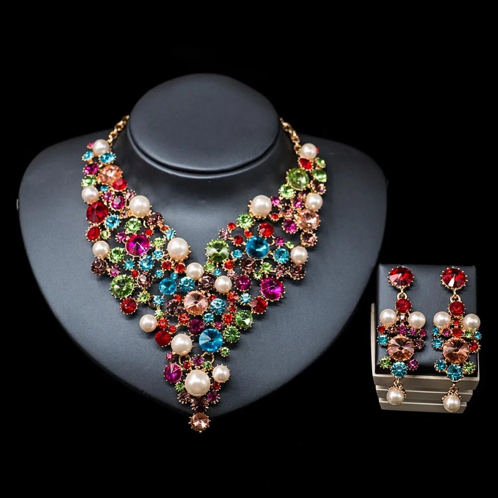 Parure Bijoux Femme Изысканная красочная ожерелье ювелирные изделия набор
