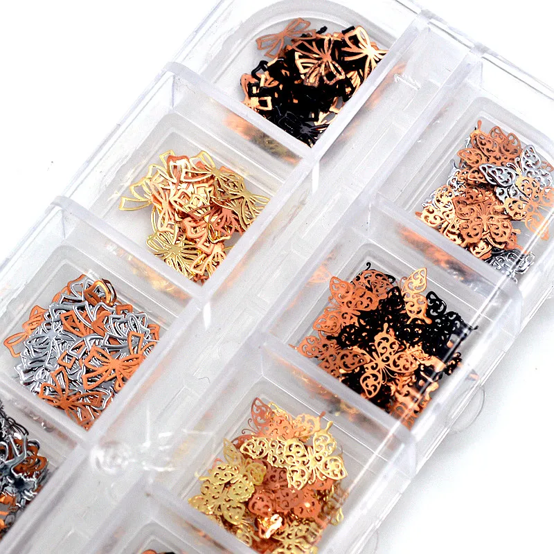 Mix 3 Colors 4 Shapes Bow Ties Butterfly Flower Fairy Metal Sequin Nail Art Rhinestones Slice Decorations DIY Salon Tip7# | Красота и