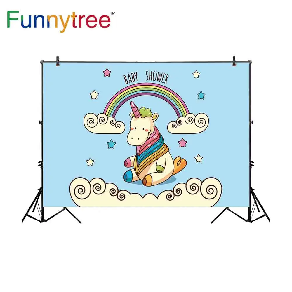 Funnytree фон для фотостудии единорог мультфильм детский душ Радуга дети