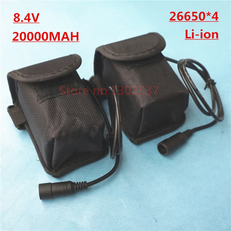

8.4V 20000MAH Lithium-ion li ion 26650*4 Rechargeable Batteries DC 5.5*2.1/2.5 for Flashlights Power Source Free Bag & Charger