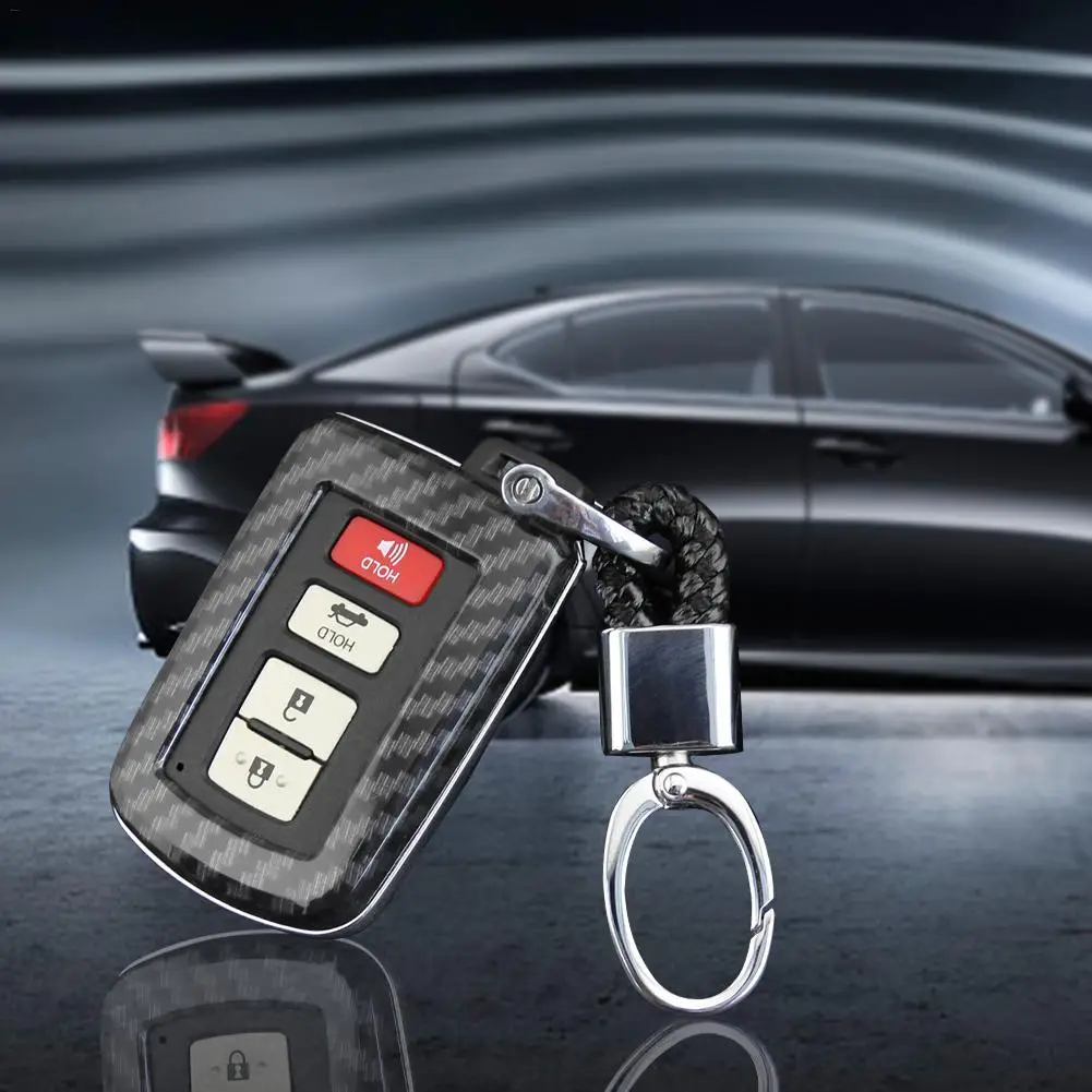

Hard Car Key Shell For Toyota RAV4 For Camry For Highlander For Corolla For Avalon Carbon Fiber Chain Fob Case Cover