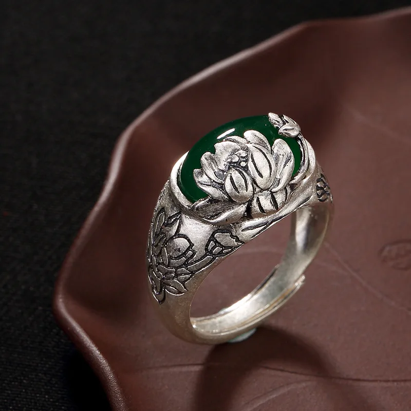 Серебряное S990 Zuyin Ретро матовое кольцо lotus mosaic открытие Ms. Высококачественное