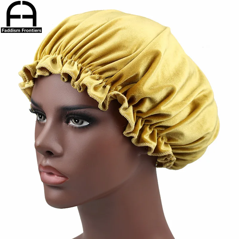 Модный женский бархатный головной убор тюрбан чепчик для сна мягкий эластичный