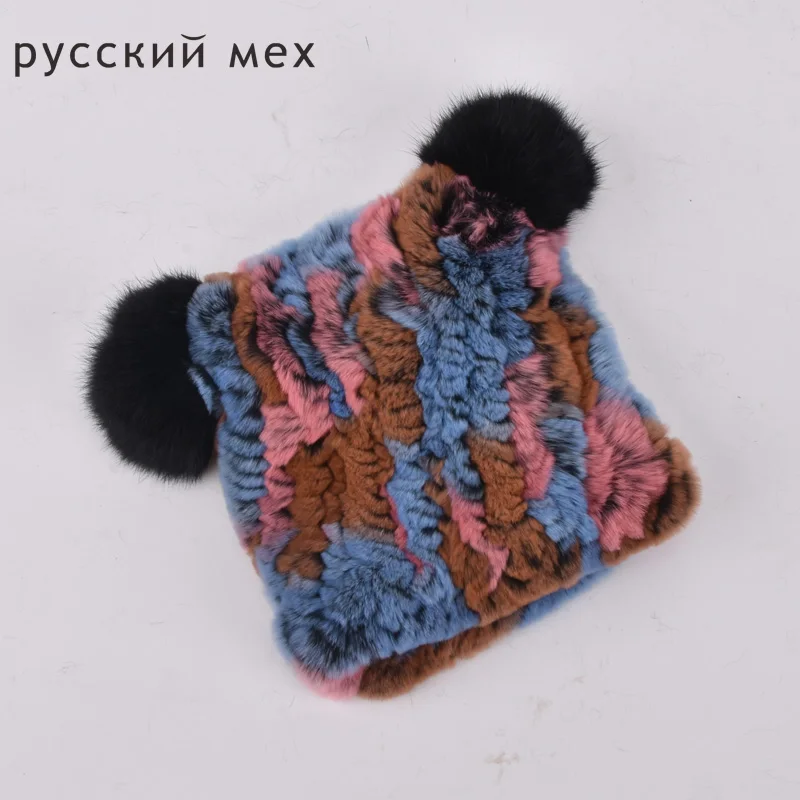 Натуральный мех шапки для мальчиков и девочек Шапки из меха кролика рекс детей