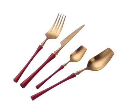 4pcs 4 шт./компл. Западной Портативный набор столовых приборов 304 Нержавеющая сталь набор посуды с роскошным обрабатываются Ножи вилка ужин набор посуды - Цвет: 4pcs
