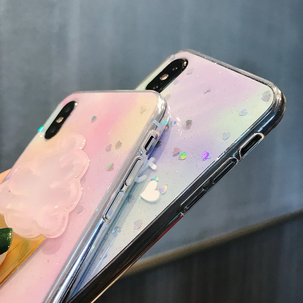 Милый мультяшный 3D чехол для iPhone X XS Max XR силиконовый Радужный блестящий 6 6S 8 7 Plus |