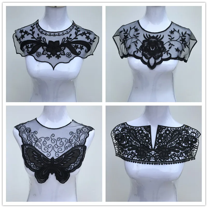 1 шт. вуаль черная ткань цветок венецианское кружево швейная аппликация сделай