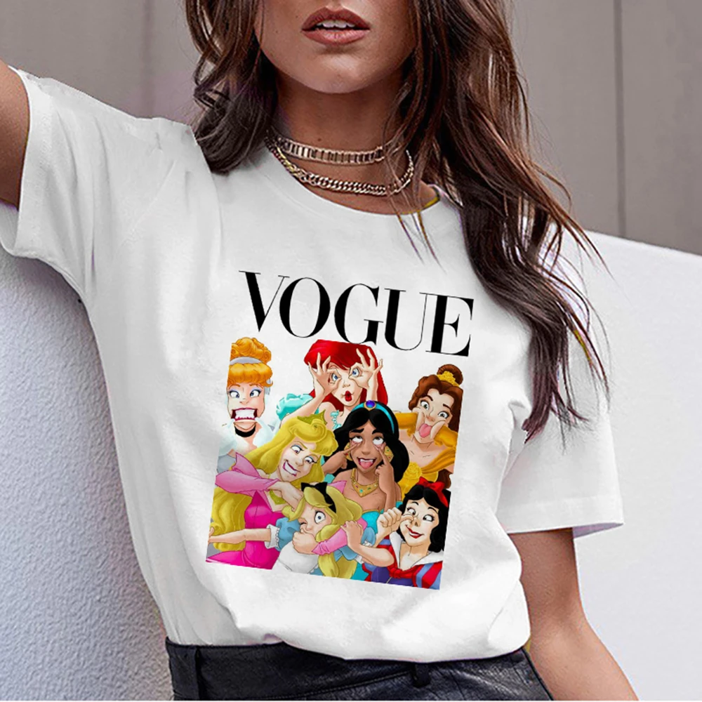 Летняя модная футболка с рисунком Женская забавная принцессы Vogue Harajuku корейские
