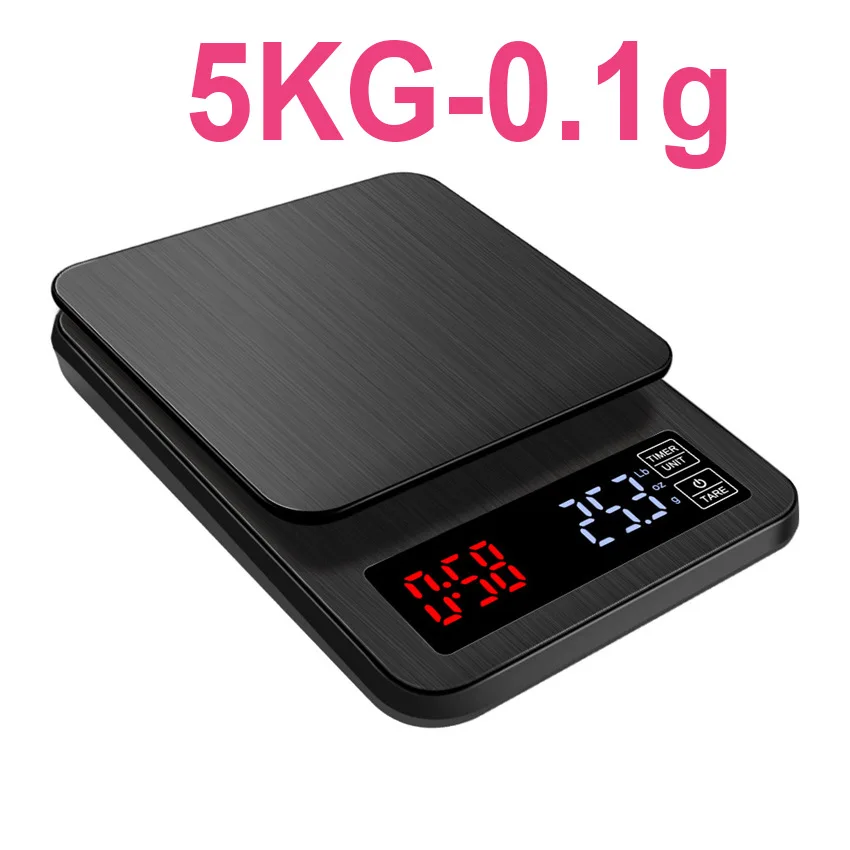 5KG-0.1g 3/5 кг, Малый бытовый Электрический весы Портативный капельного Кофе весы с таймером электронные весы бар Кухня высокой точности ЖК-дисплей - Цвет: 5KG-0.1g