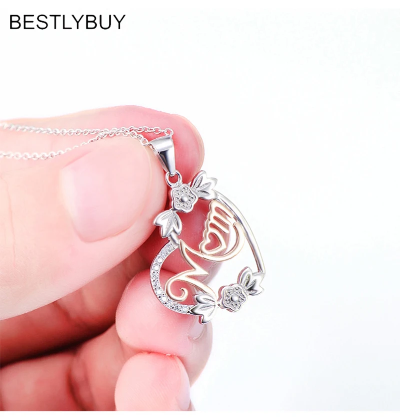 

BESTLYBUY 925 Sterling Silver Big Hollow Out Heart Shape Pendant Necklace Flower Pattern Lovely Jewelry Romantic Necklace