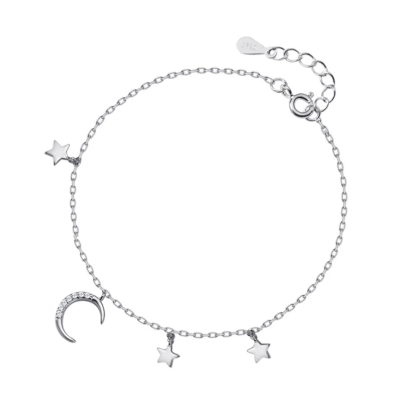 Женские браслеты-шармы с Луной и звездами из стерлингового серебра 925 пробы La Monada