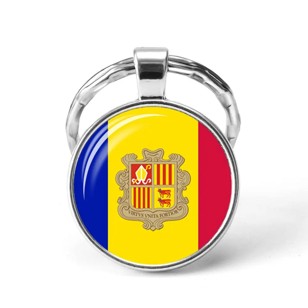 ANDORRA Новейшие металлические наушники Футбол Мировой Кубок брелок Украина/Испания/Израиль/Соединенное Королевство Национальный флаг Стекло брелок с кабошоном - Цвет: ANDORRA
