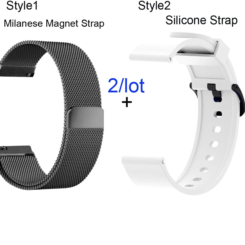 Black-White Для Xiaomi Amazfit Bip ремешок для часов Amazfit GTS браслет для часов Amazfit GTR 42 мм Миланская нержавеющая сталь металлический силиконовый ремешок - Цвет: Black-White