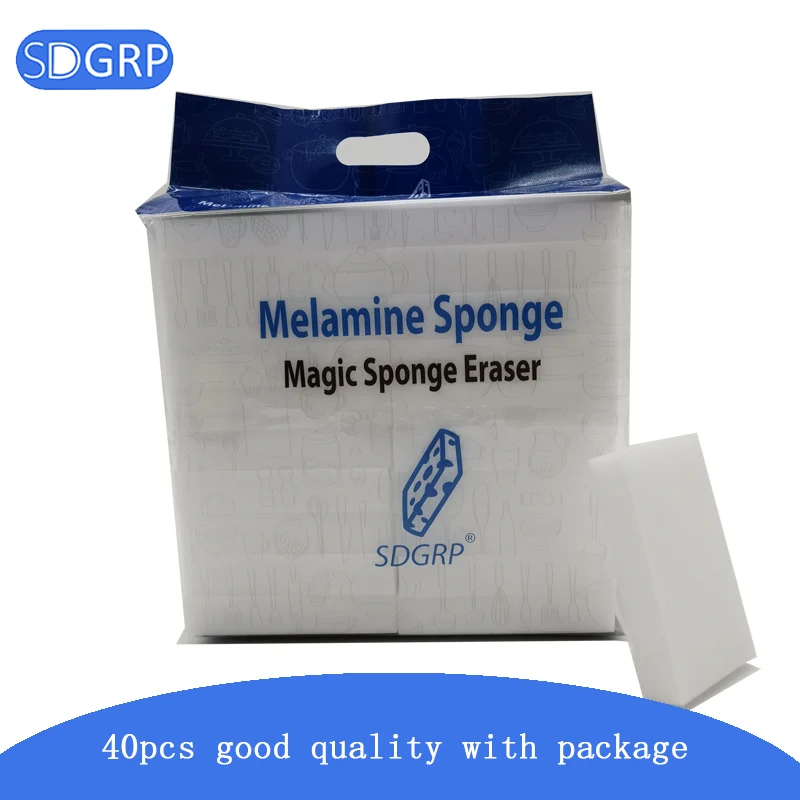 40pcs with package Меламиновая губка для мытья посуды \ офис \ кухня \ очиститель ванной комнаты, нано-магия, губка-ластик в розничной упаковке \ SDGRP \ 40 шт - Цвет: 40pcs with package
