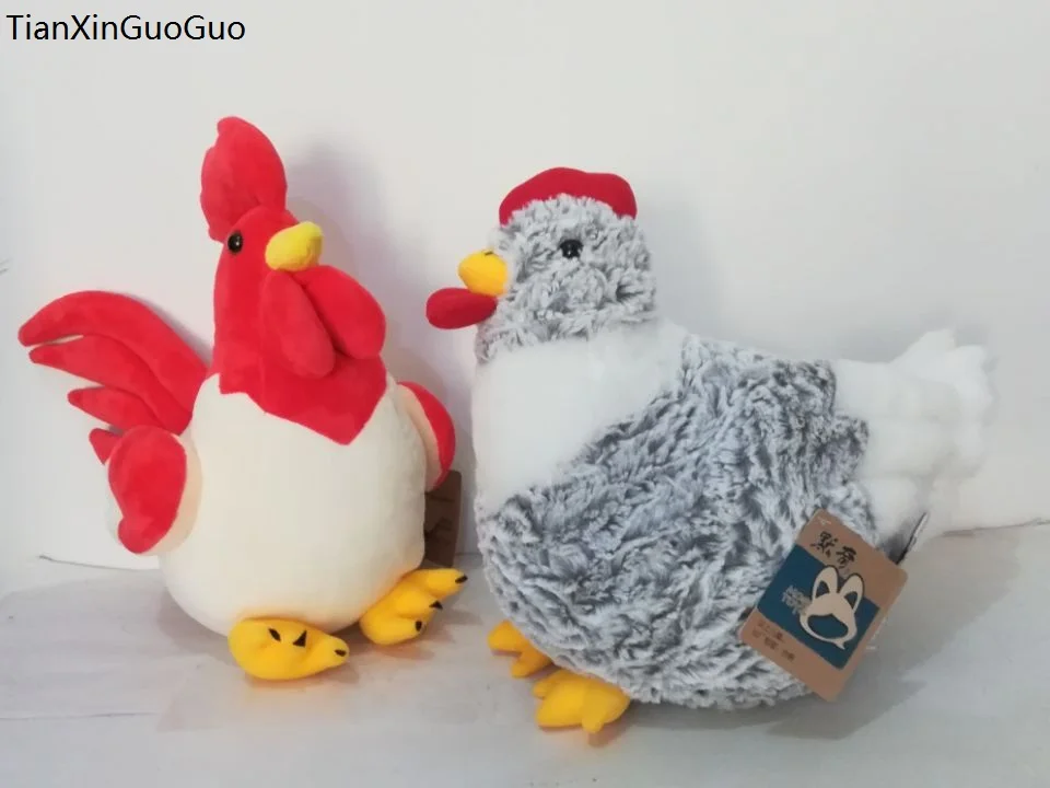Большой 30x28 см Мультфильм Курица и петух любителей ПЛЮШЕВЫЙ цыпленок игрушка