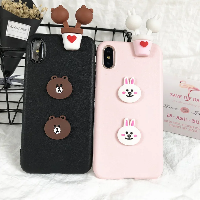 3D милый мобильный телефон с мультяшками чехол для IPhone 7X6 XS 6S 8 XR MAX Новый Мягкий