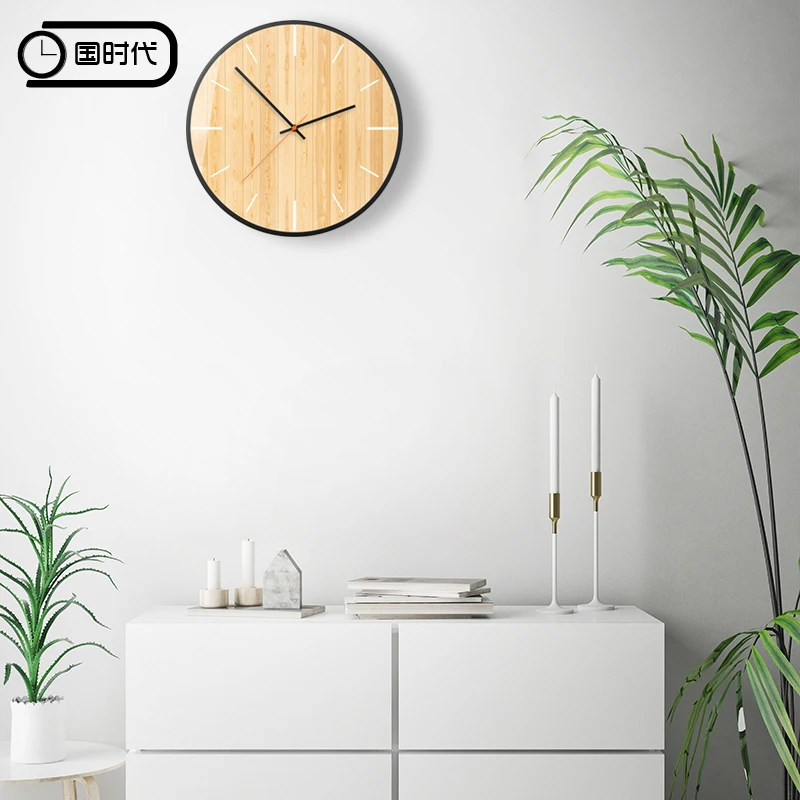 Wood grain creative personality home decoration wall clock minimalist art modern pop silent number 3d O220 | Дом и сад
