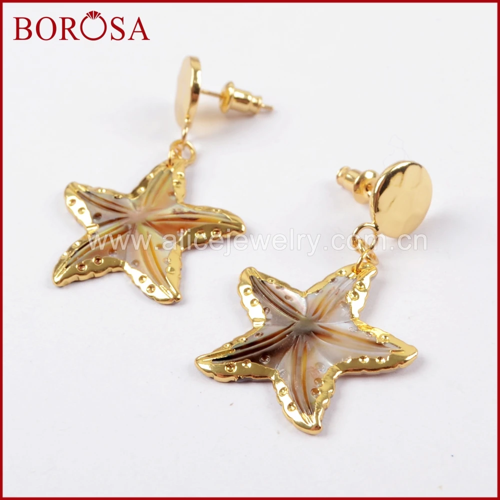 BOROSA 5 пар золотая Радужная натуральная морская звезда форма с золотой монетой
